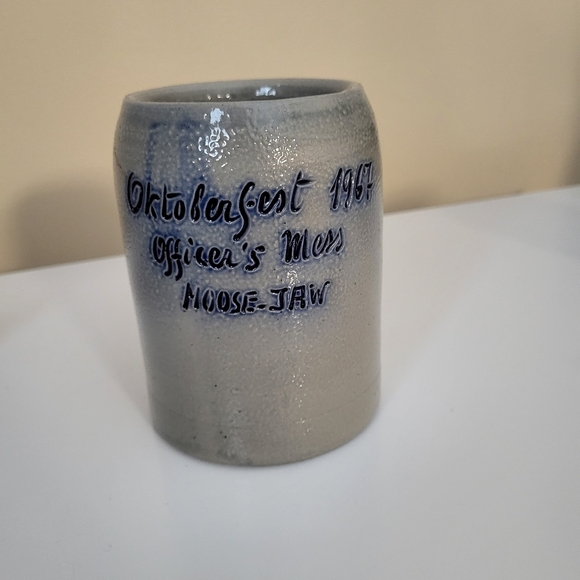 Vintage Salt Glaze Pottery Octoberfest Officer's Mess Moose Jaw Beer Stein 1967 - Picture 2 of 13